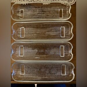 4 Vintage Norpro Clear Glass Corn On The Cob Holder Cradle Dishes Dish